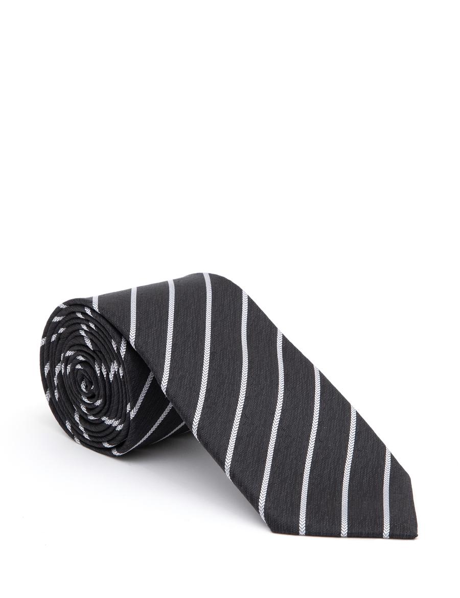 Siyah 3'lü Kravat-Mendil-Kravat İğnesi Set