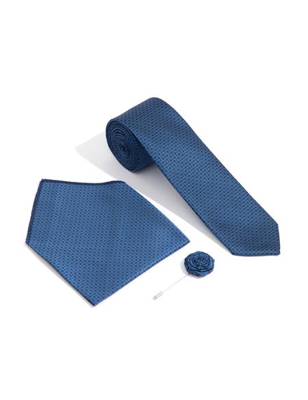 Lacivert 3'lü Kravat-Mendil-Kravat İğnesi Set - 50309594001