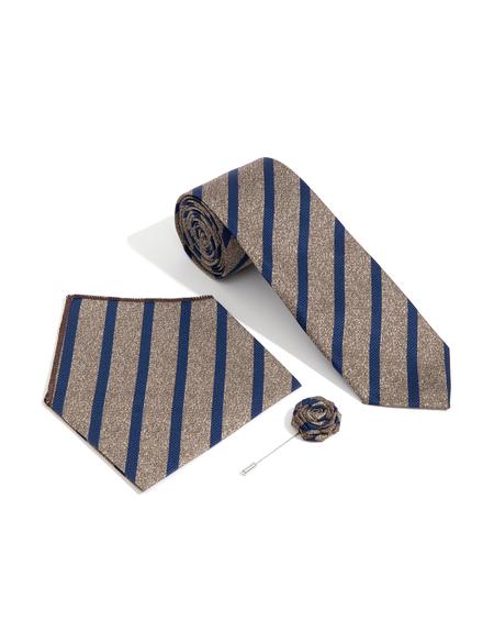 Haki 3'lü Kravat-Mendil-Kravat İğnesi Set - 50309596001