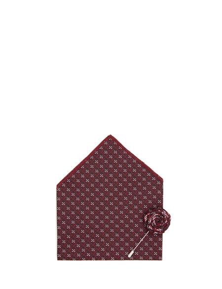 Bordo 3'lü Kravat-Mendil-Kravat İğnesi Set - 50309608001