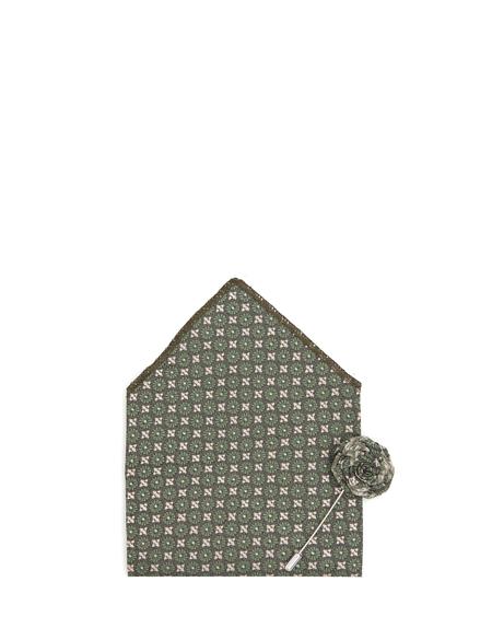 Haki 3'lü Kravat-Mendil-Kravat İğnesi Set - 50309595001