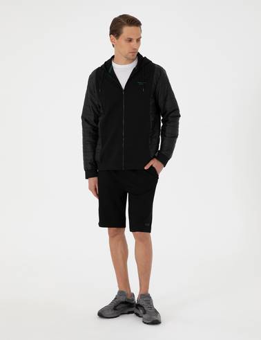 Siyah Comfort Fit Örme Şort