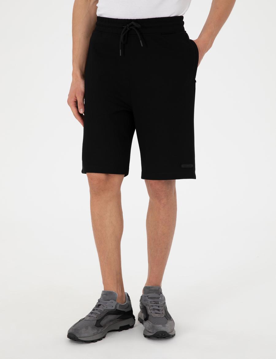 Siyah Comfort Fit Örme Şort