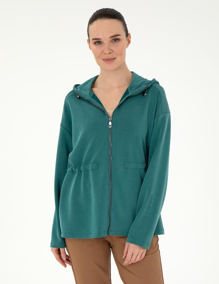 Koyu Yeşil Oversize Modal Kumaş Örme Hırka - 50291218004