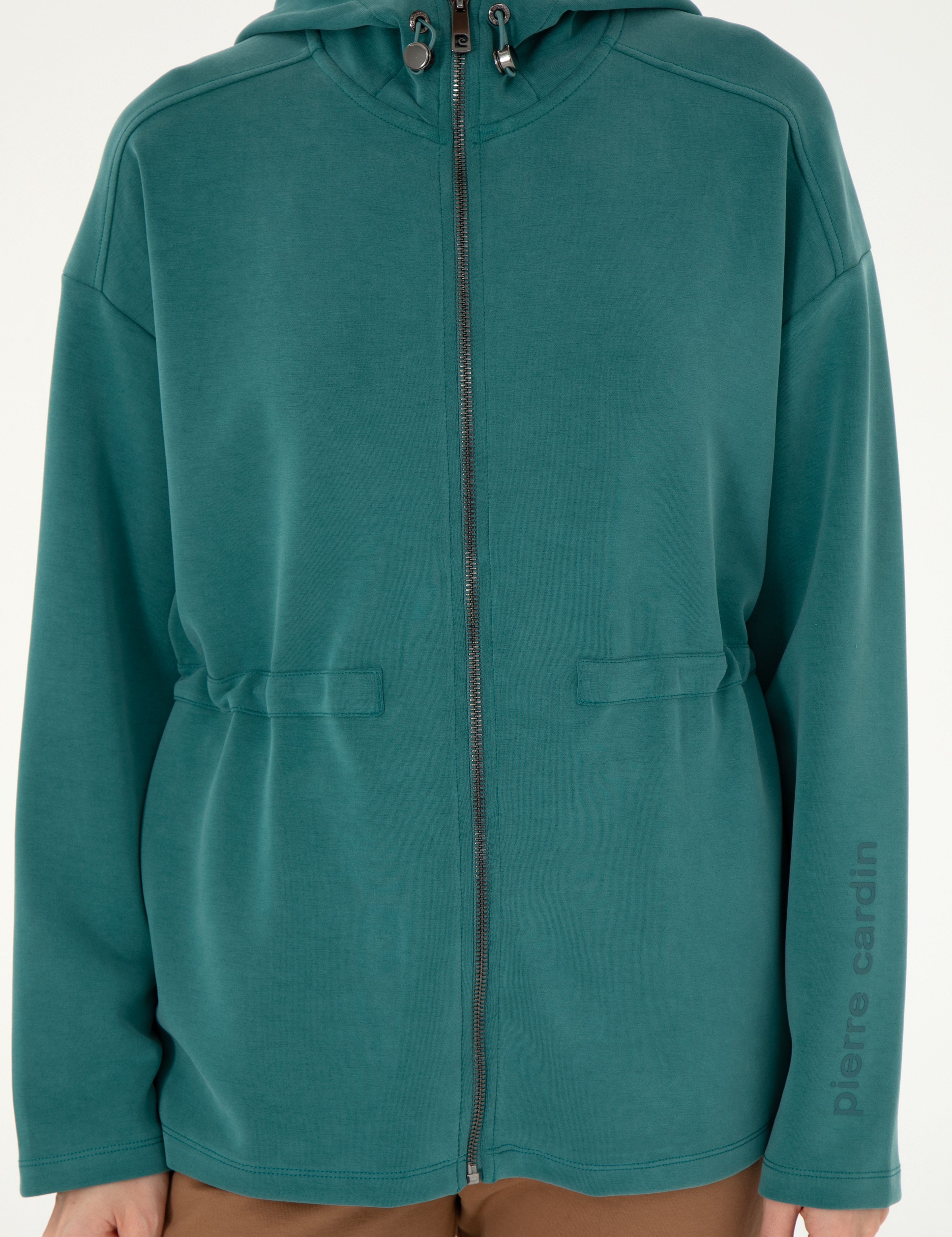 Koyu Yeşil Oversize Modal Kumaş Örme Hırka - Image 6