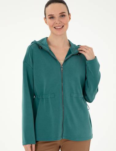 Koyu Yeşil Oversize Modal Kumaş Örme Hırka