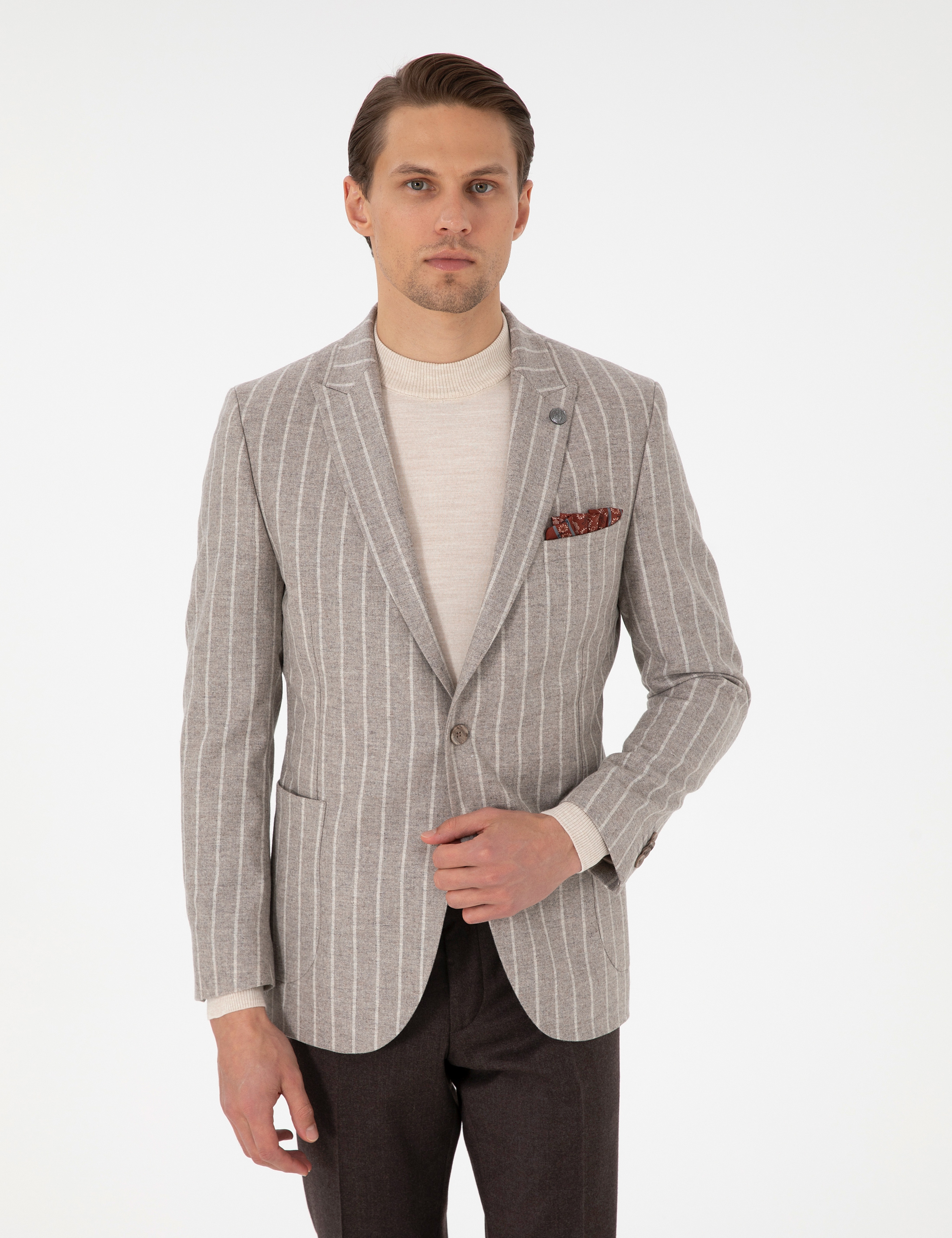 Bej Ex. Slim Fit Ceket