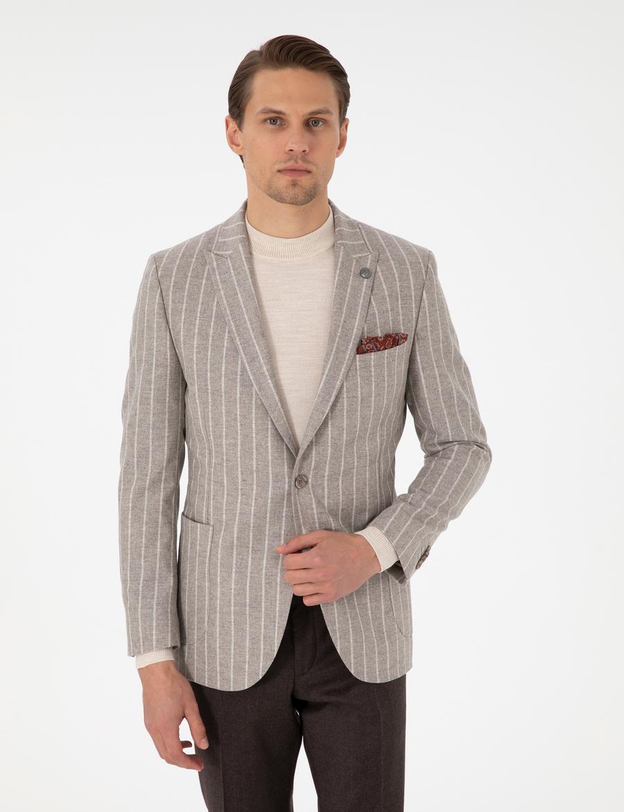 Bej Ex. Slim Fit Ceket