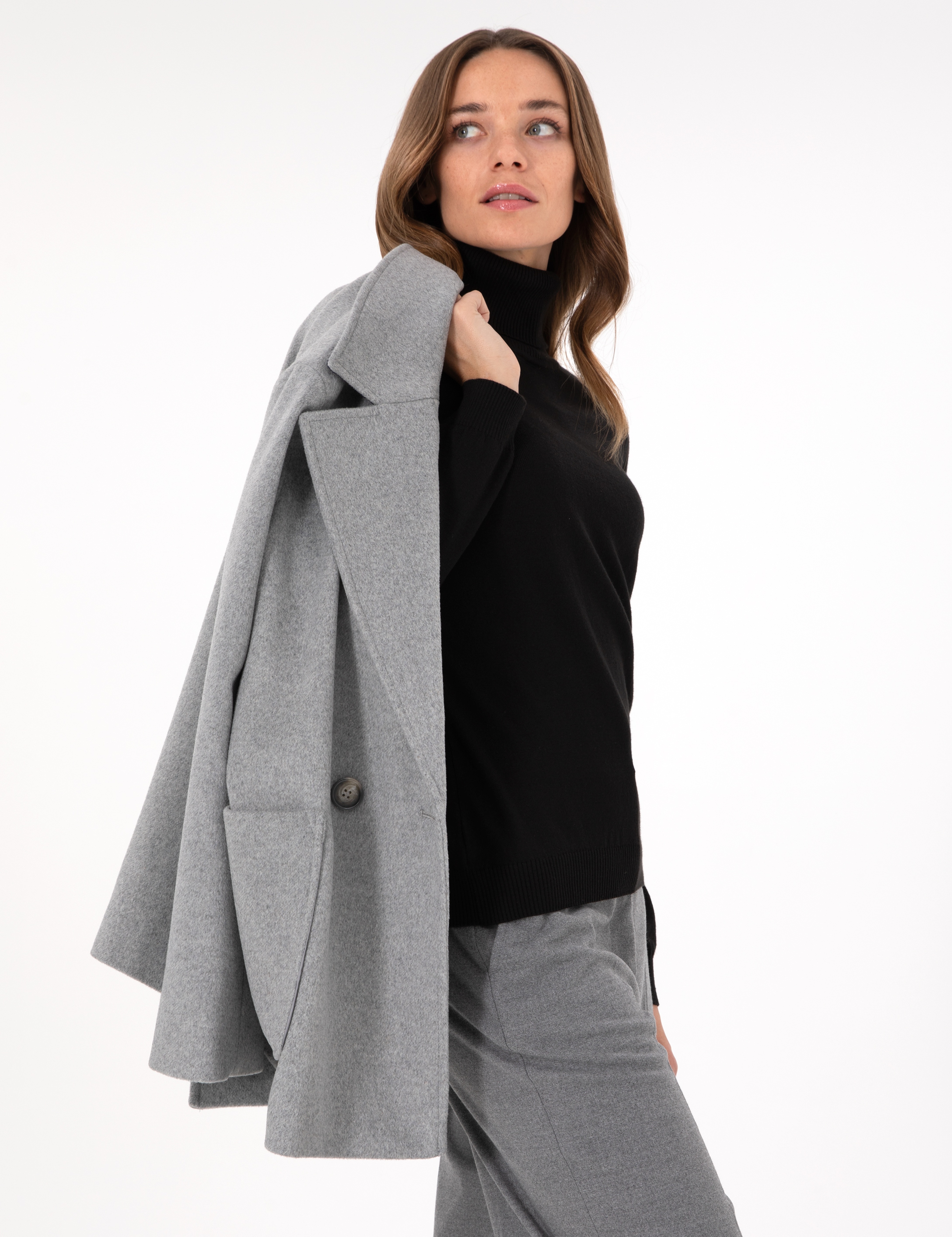 Siyah Slim Fit Balıkçı Yaka Basic Kazak - Image 1