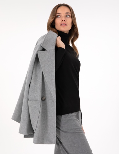 Siyah Slim Fit Balıkçı Yaka Basic Kazak