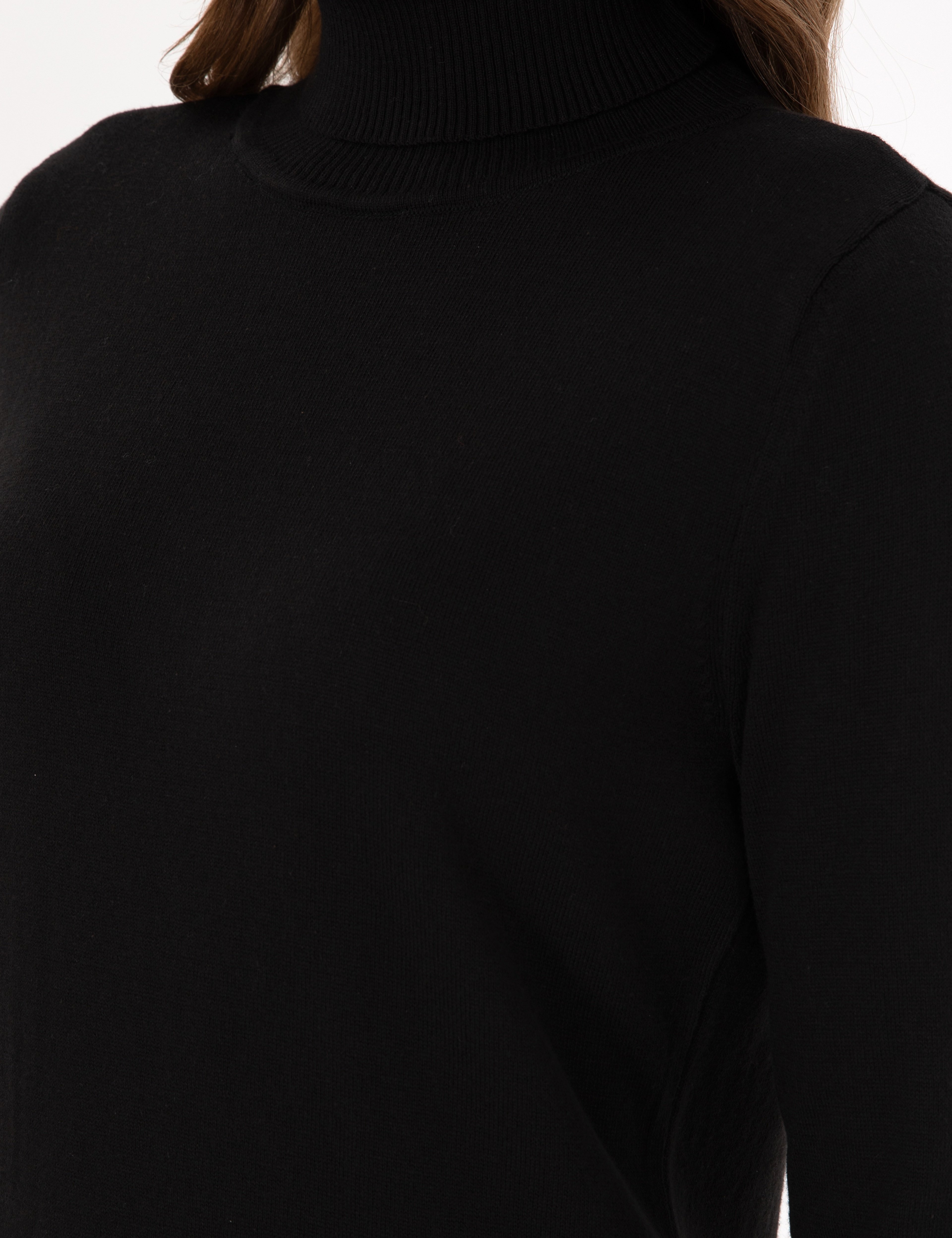 Siyah Slim Fit Balıkçı Yaka Basic Kazak - Image 7