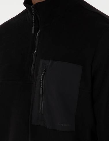 Siyah Regular Fit Yarım Fermuarlı Polar Sweatshirt