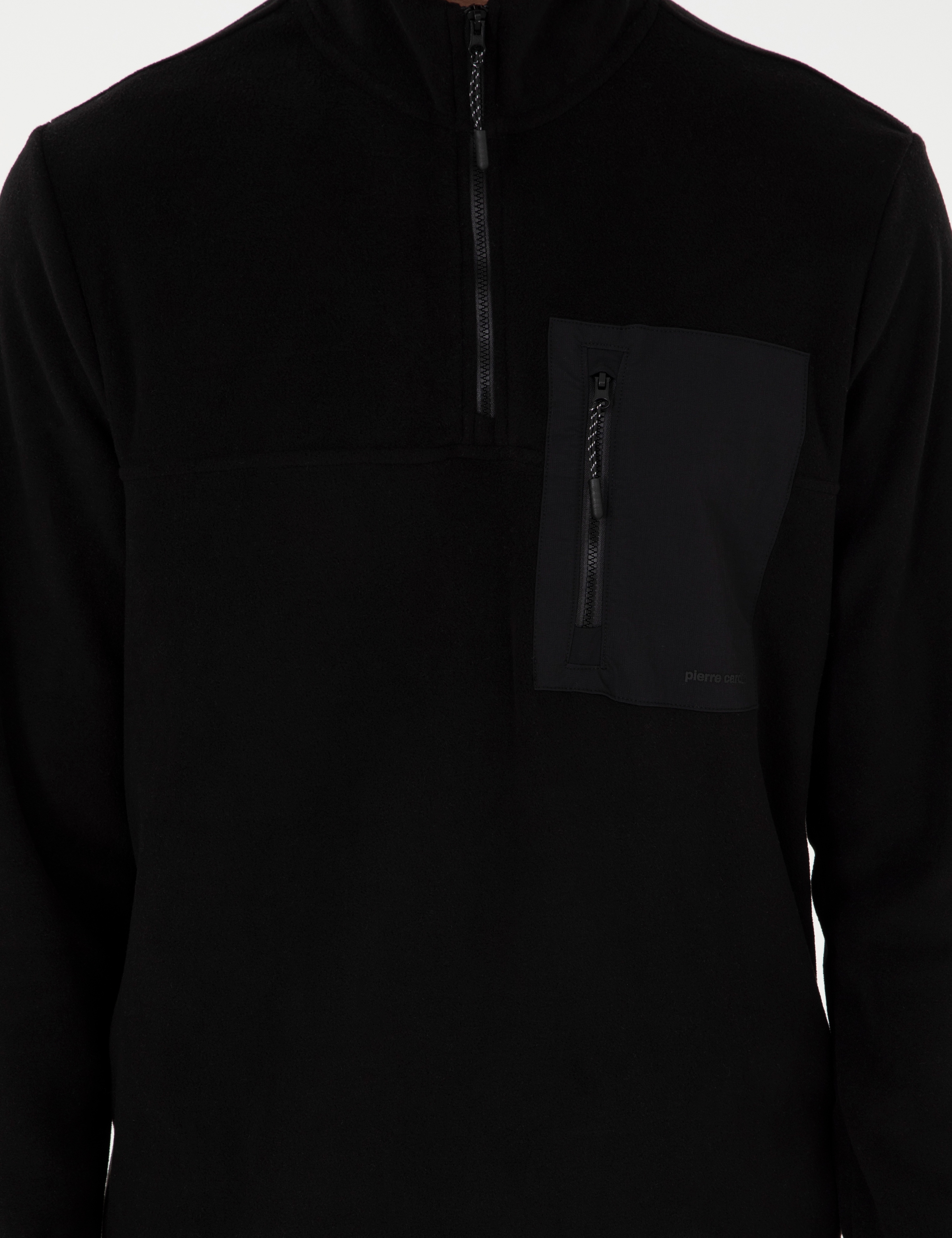 Siyah Regular Fit Yarım Fermuarlı Polar Sweatshirt - Image 6