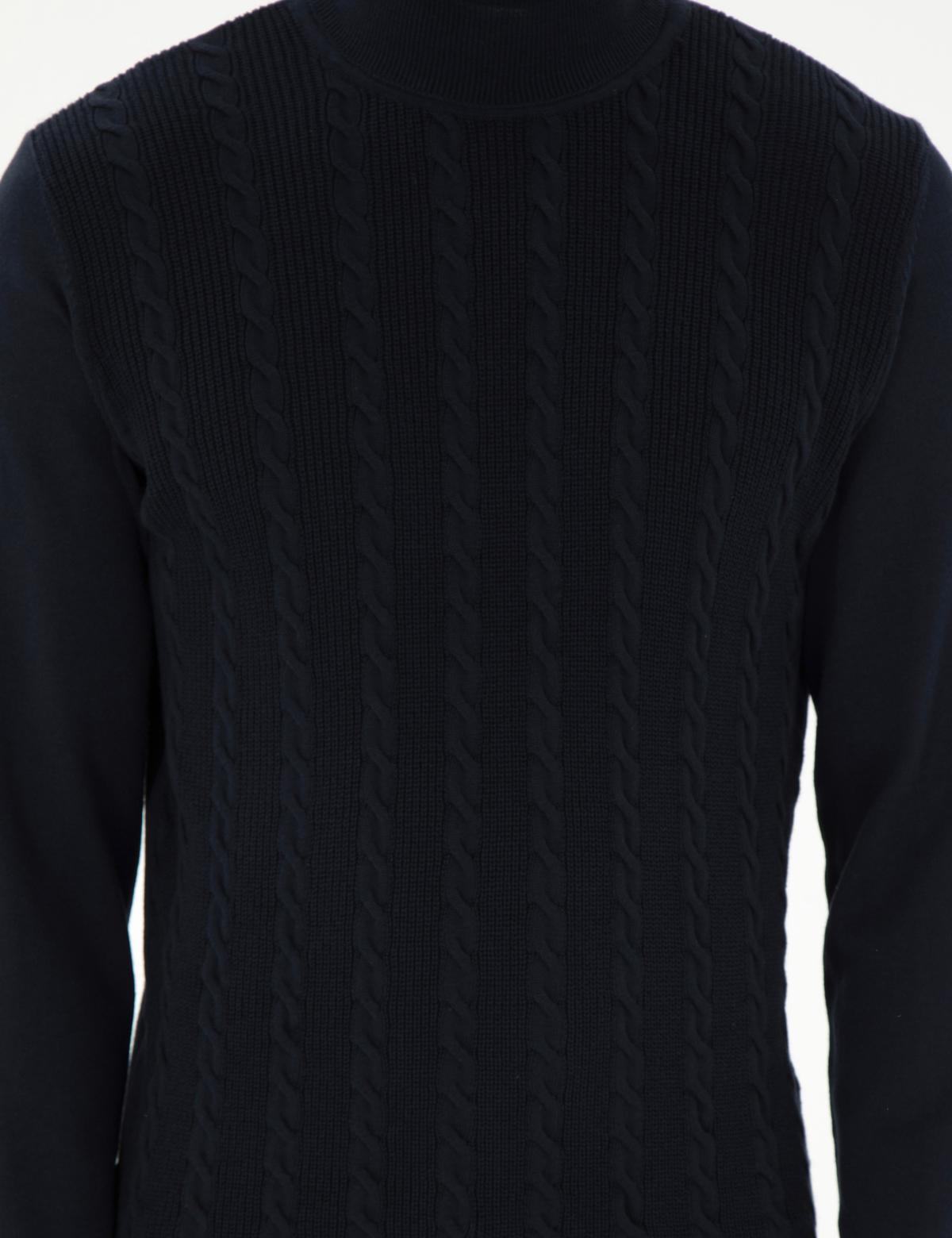 Lacivert Slim Fit Balıkçı Yaka Triko Kazak - 50300500007