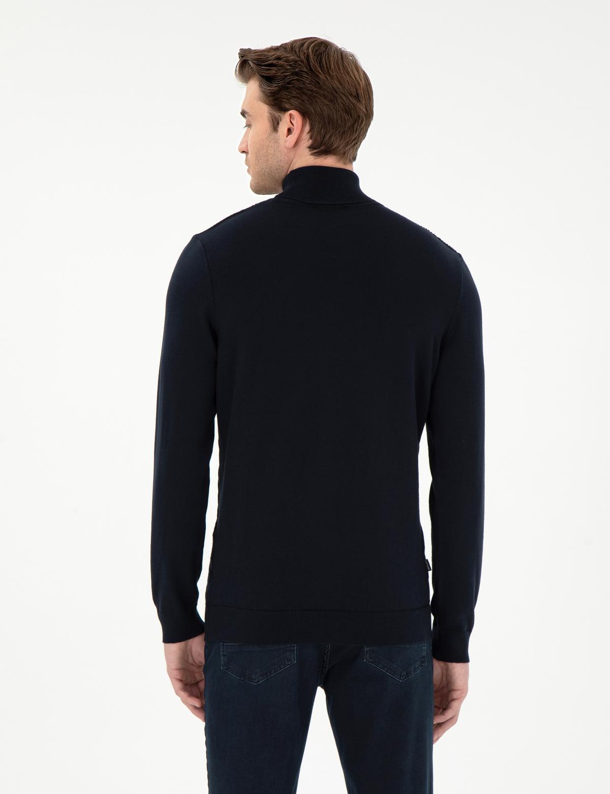 Lacivert Slim Fit Balıkçı Yaka Triko Kazak - 50300500007