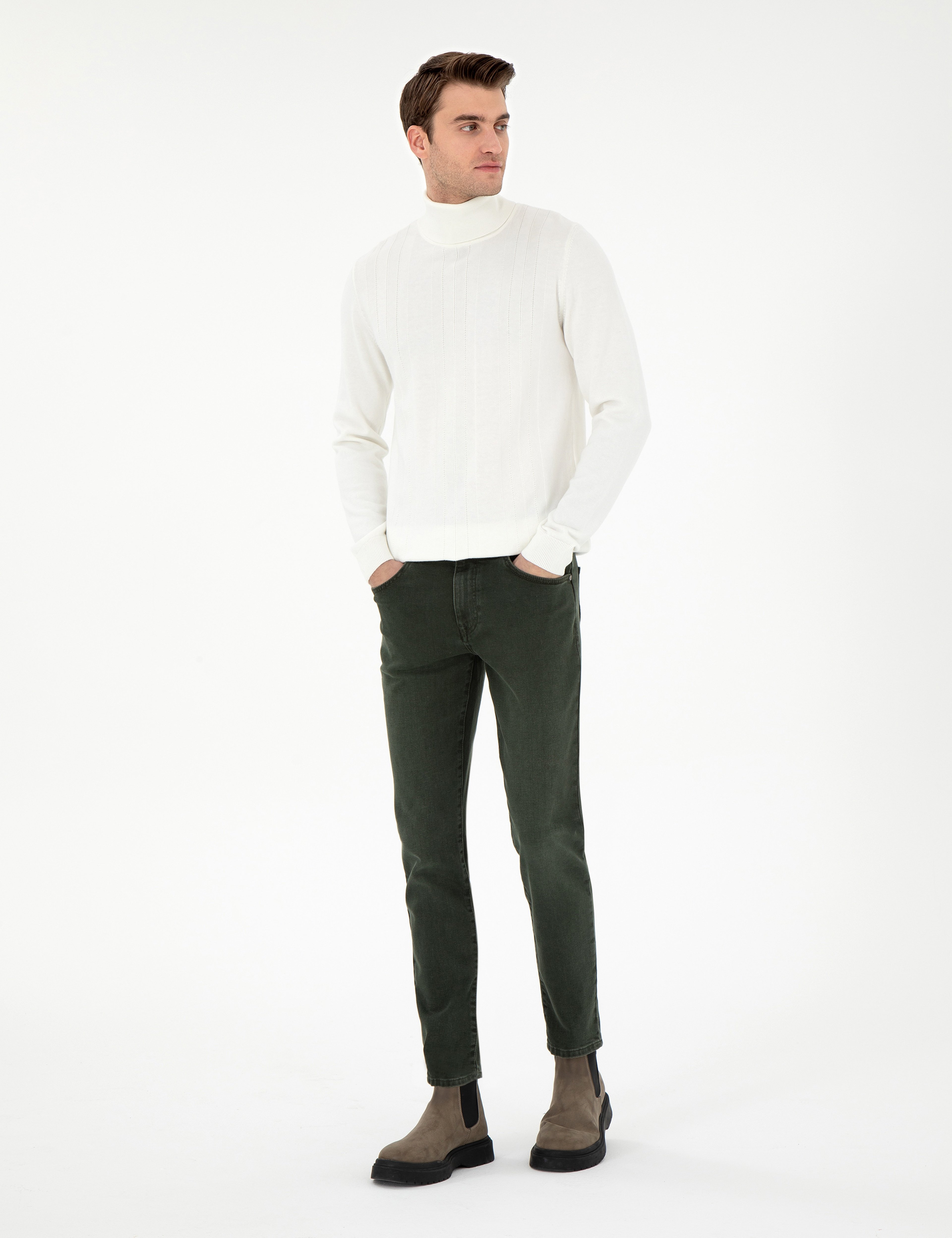 Yeşil Slim Fit Jean Pantolon