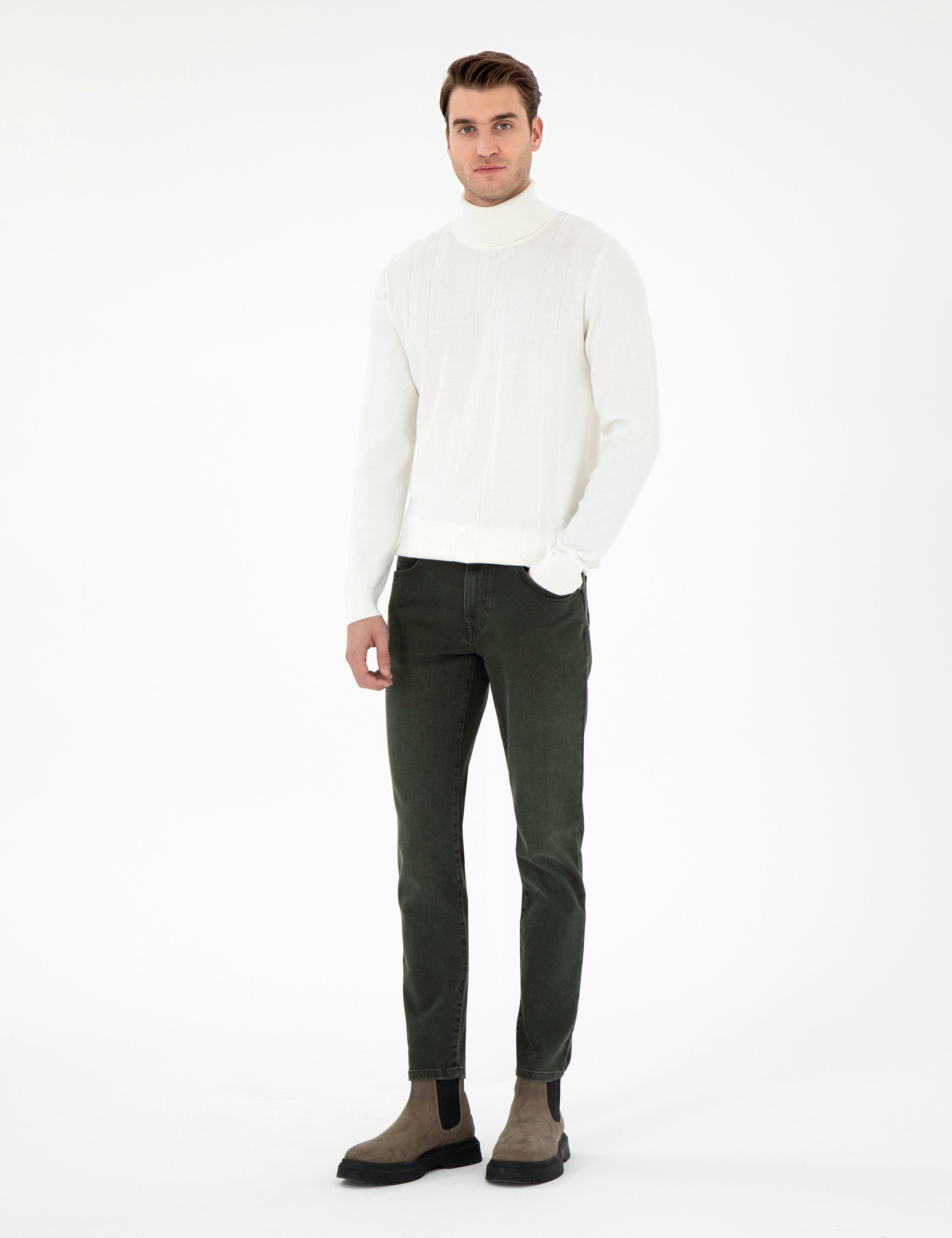 Yeşil Slim Fit Jean Pantolon