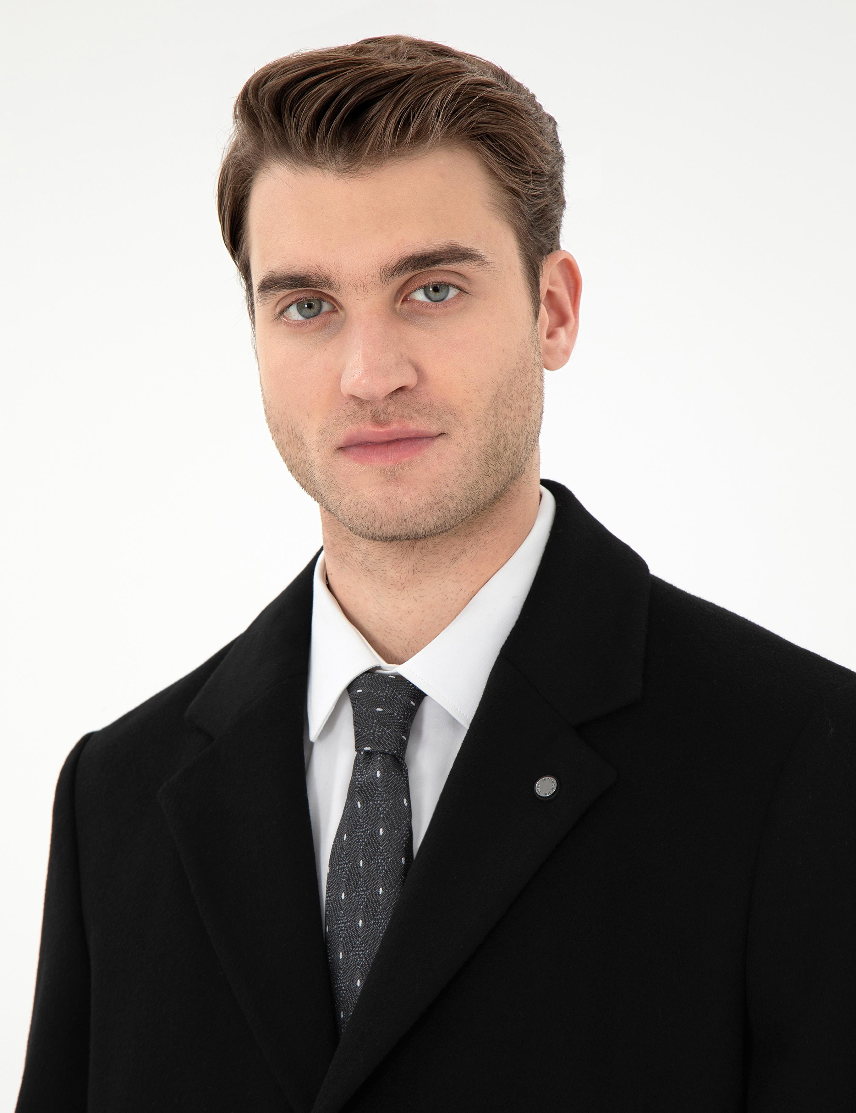 Siyah Slim Fit Palto