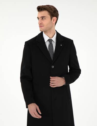 Siyah Slim Fit Palto