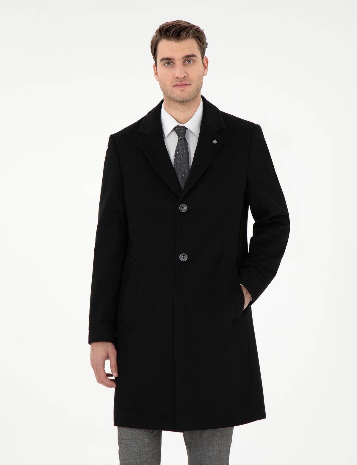 Siyah Slim Fit Palto