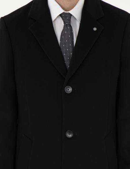 Siyah Slim Fit Palto - 50293353008