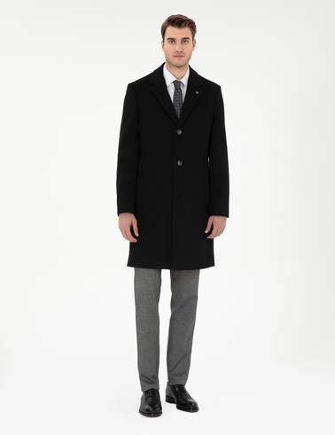 Siyah Slim Fit Palto