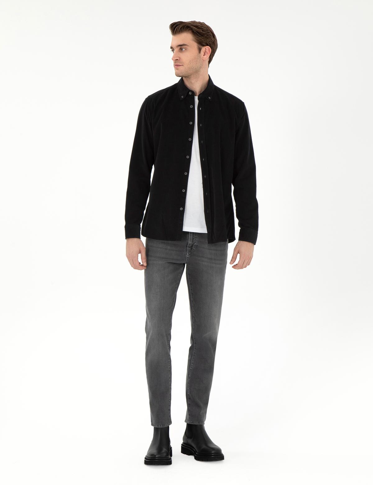 Siyah Regular Fit Uzun Kollu Gömlek - 50292347006