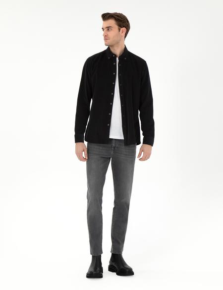 Siyah Regular Fit Uzun Kollu Gömlek - 50292347006