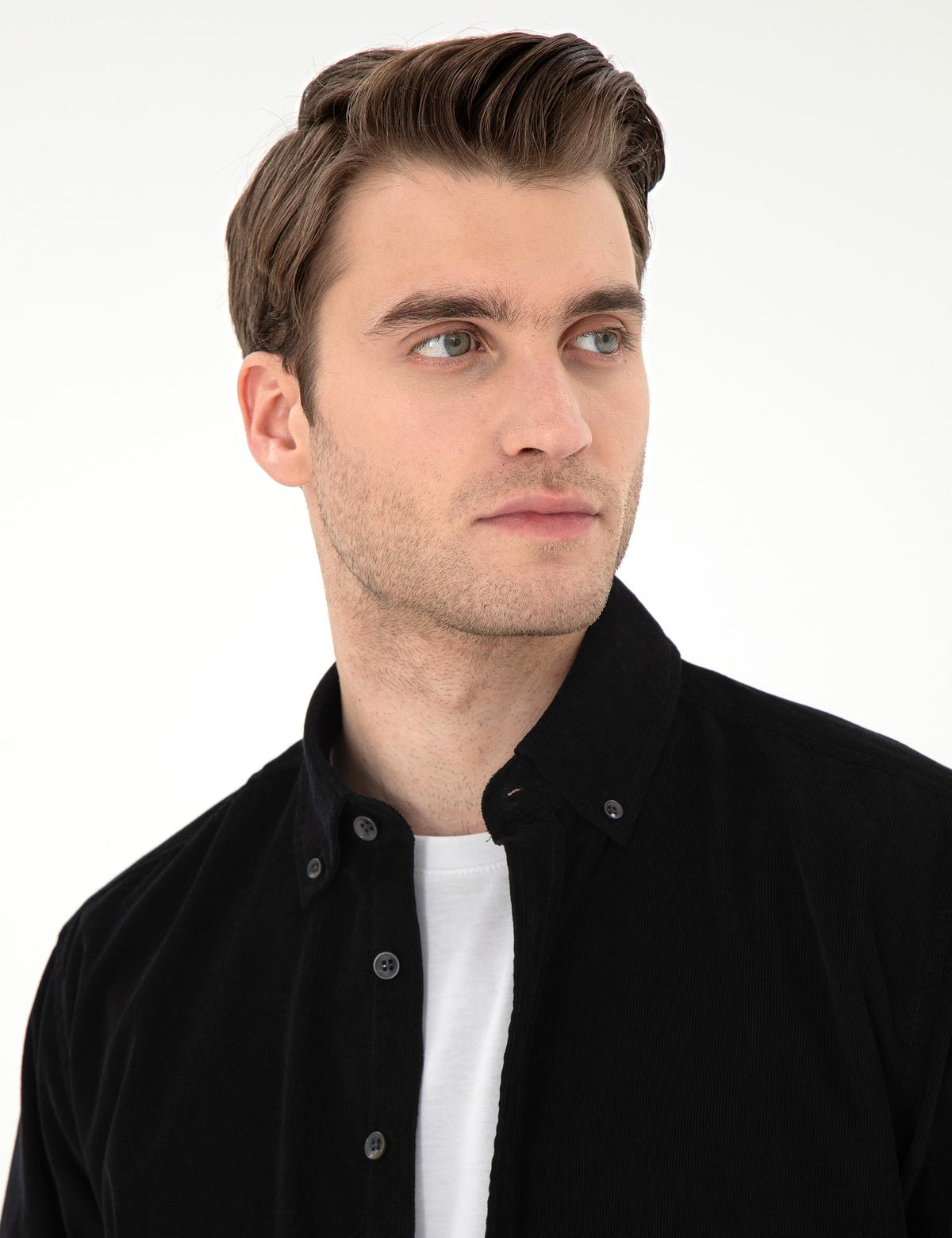 Siyah Regular Fit Uzun Kollu Gömlek - 50292347006