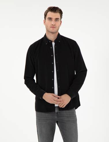 Siyah Regular Fit Uzun Kollu Gömlek