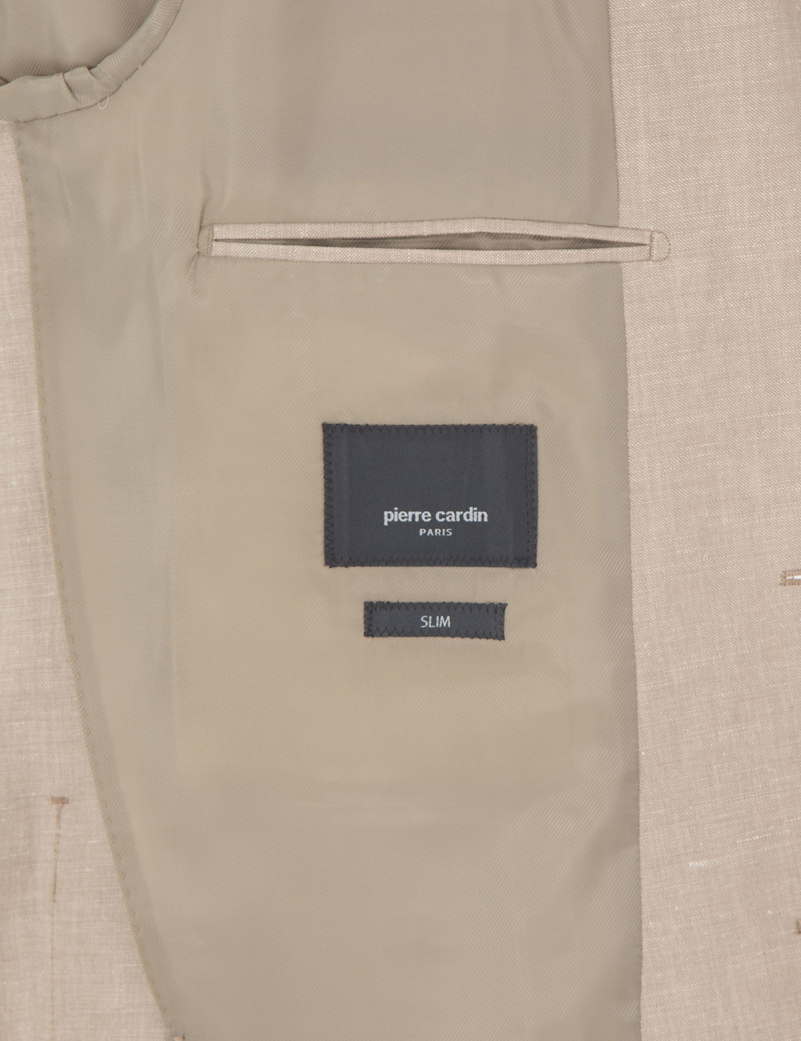 Açık Kahverengi Slim Fit Keten Karışımlı  Ceket