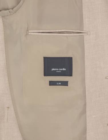 Açık Kahverengi Slim Fit Keten Karışımlı  Ceket
