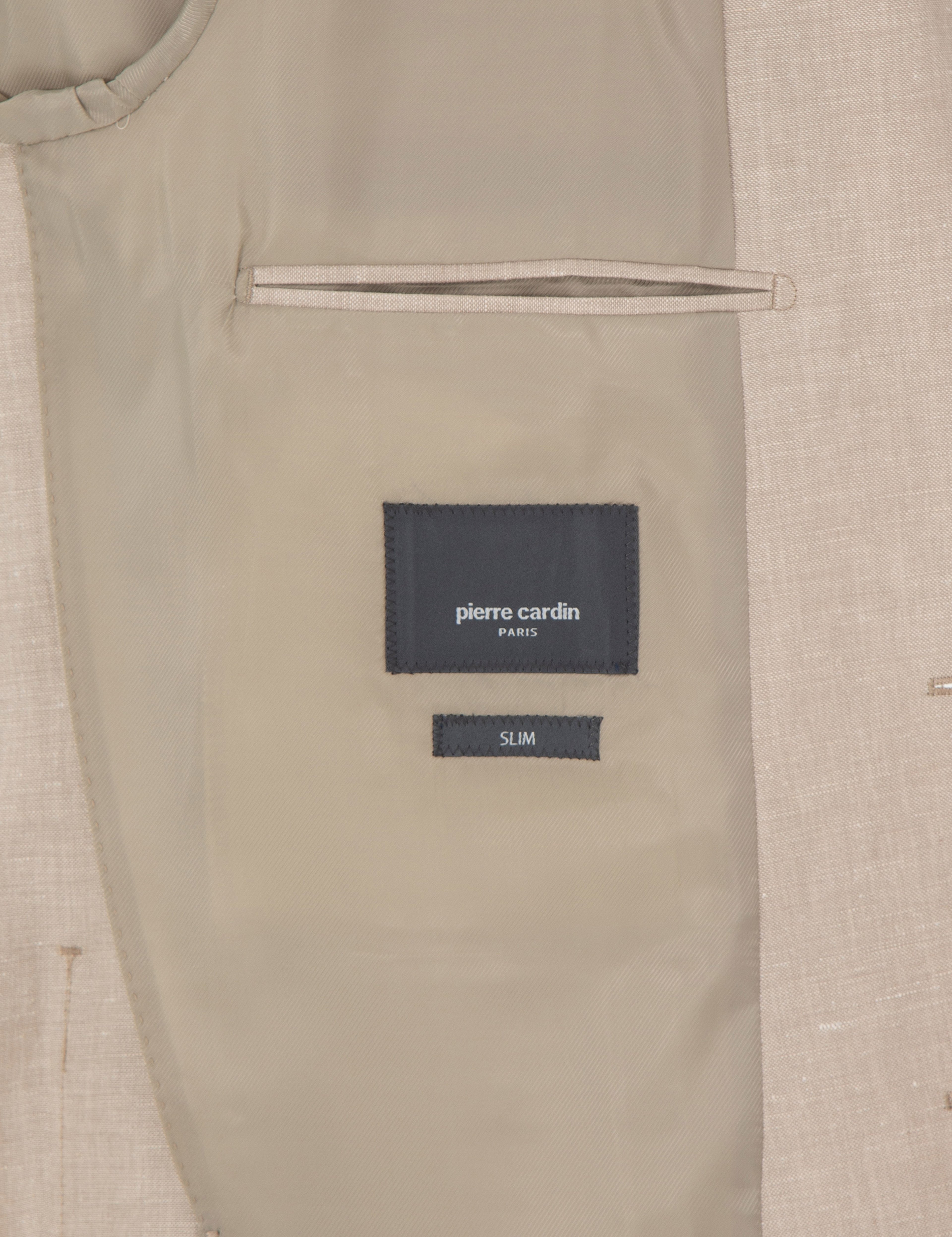 Açık Kahverengi Slim Fit Keten Karışımlı Ceket - Image 6