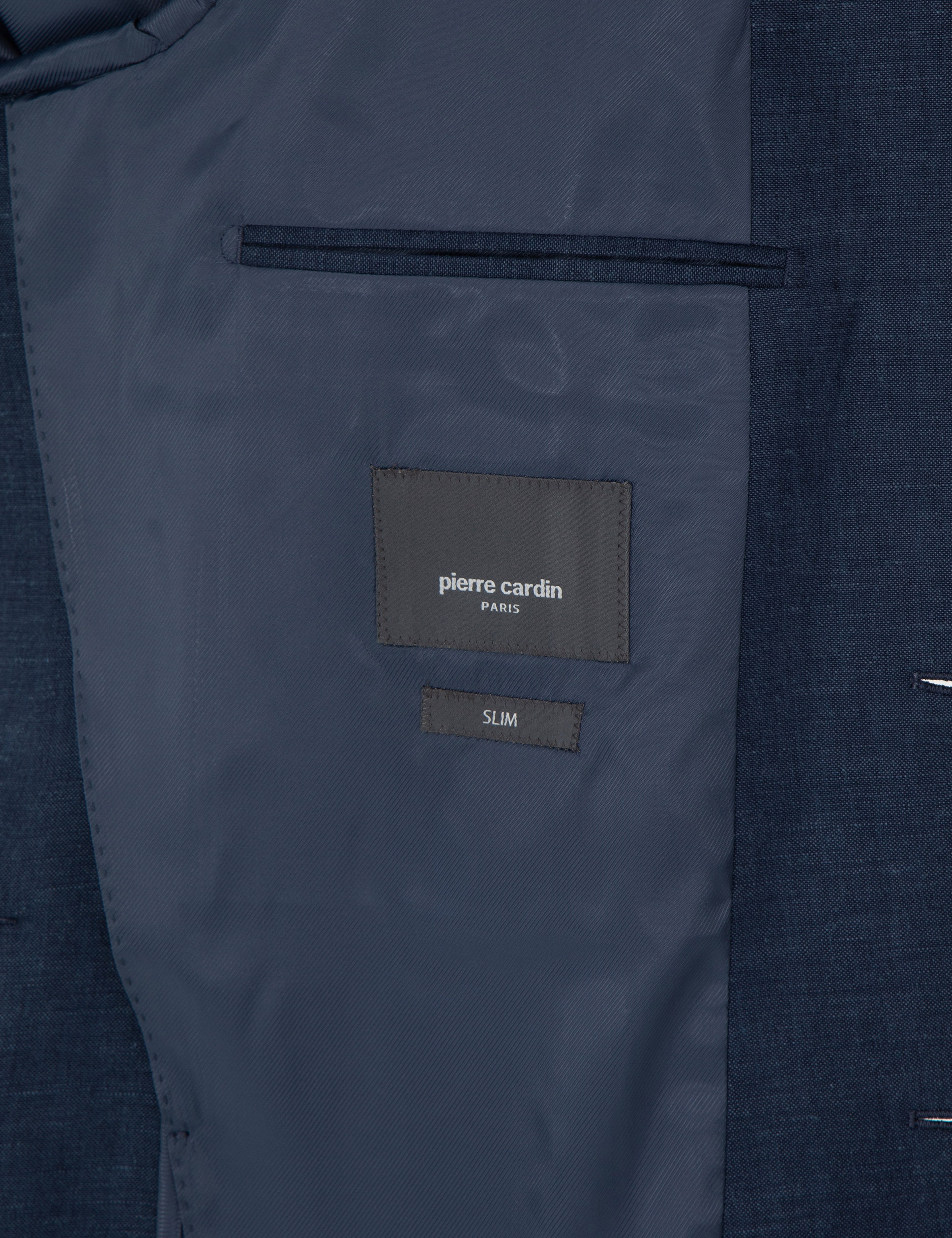 Lacivert Slim Fit Keten Karışımlı Ceket - Image 6