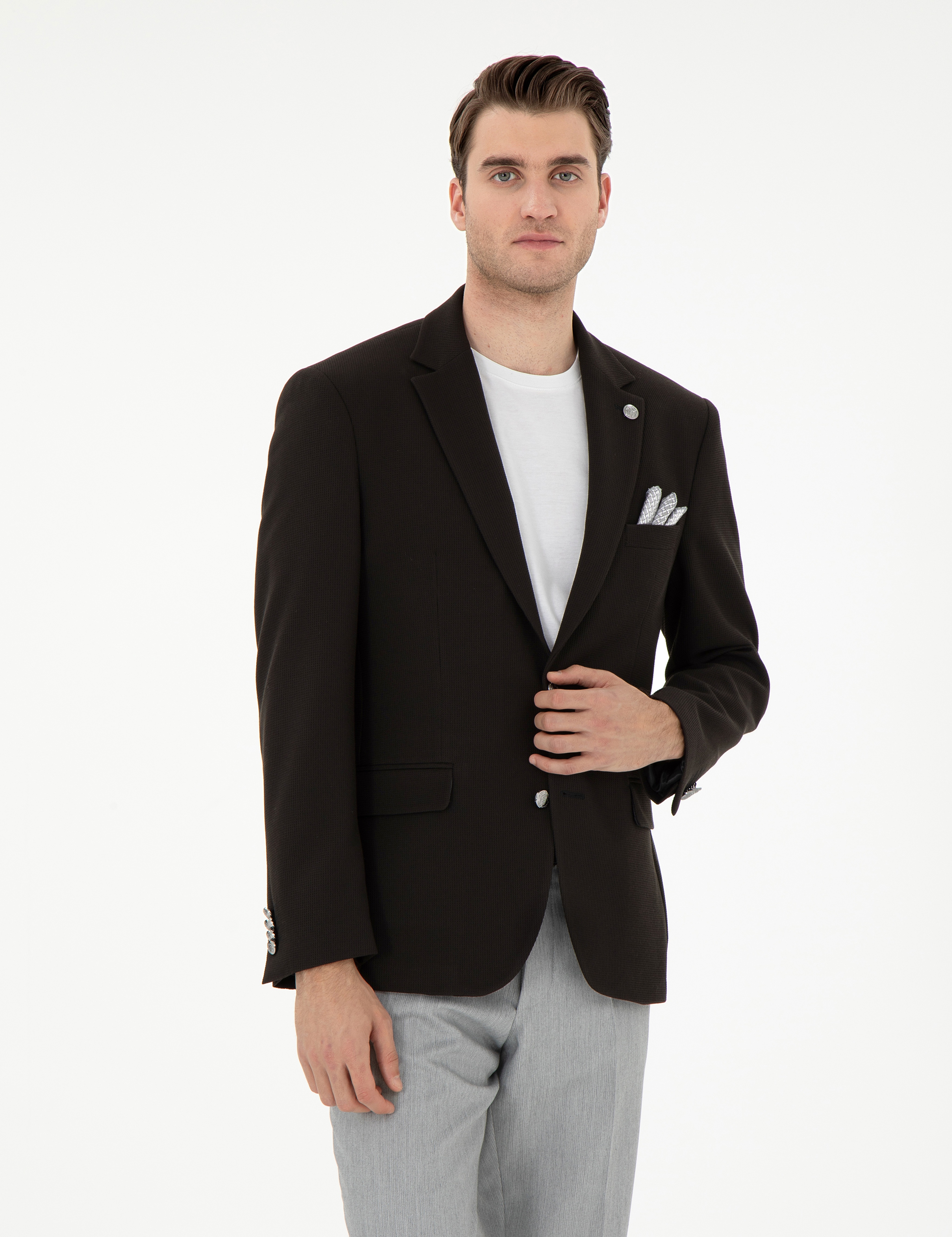 Siyah Slim Fit Ceket - Image 1
