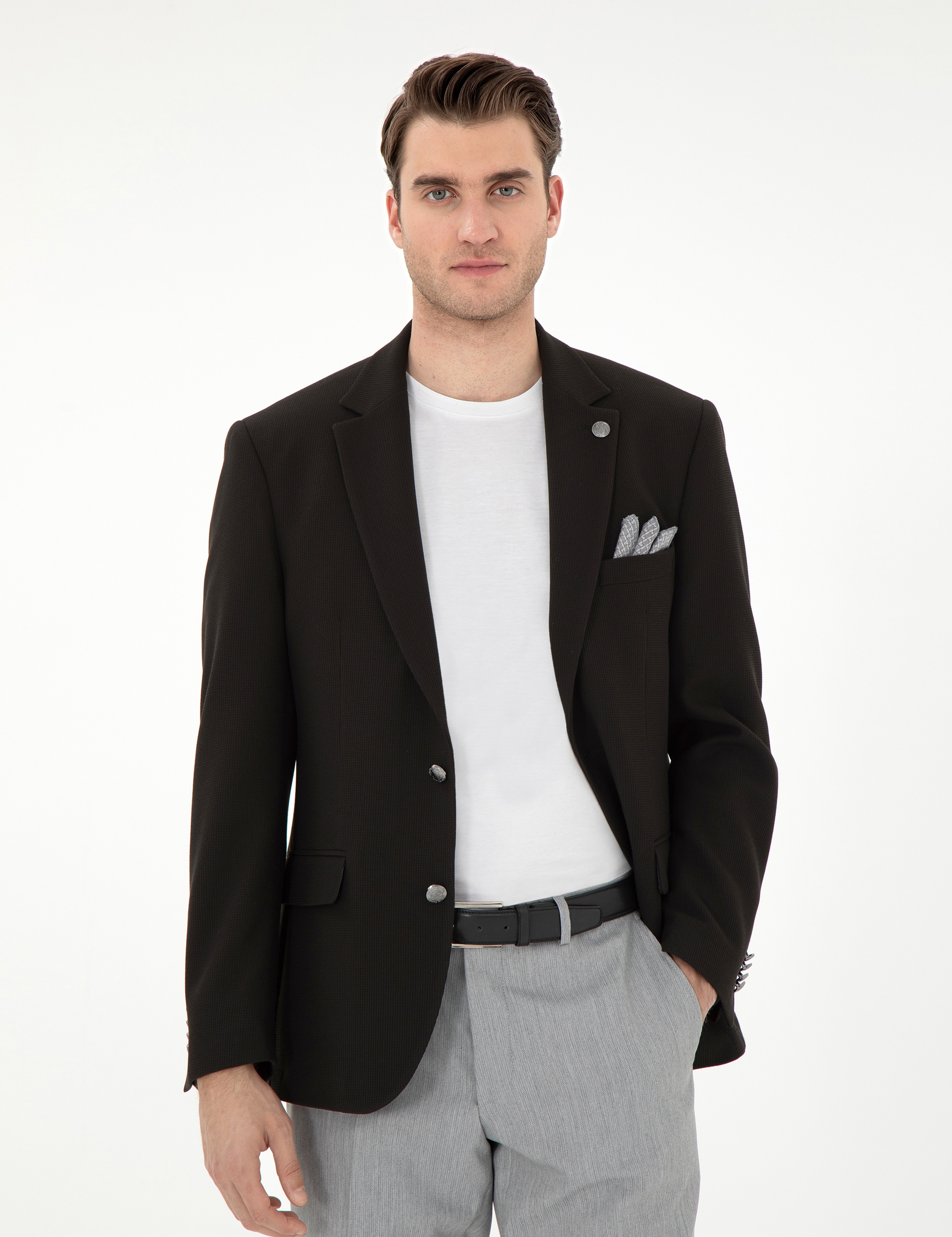 Siyah Slim Fit Ceket - Image 3
