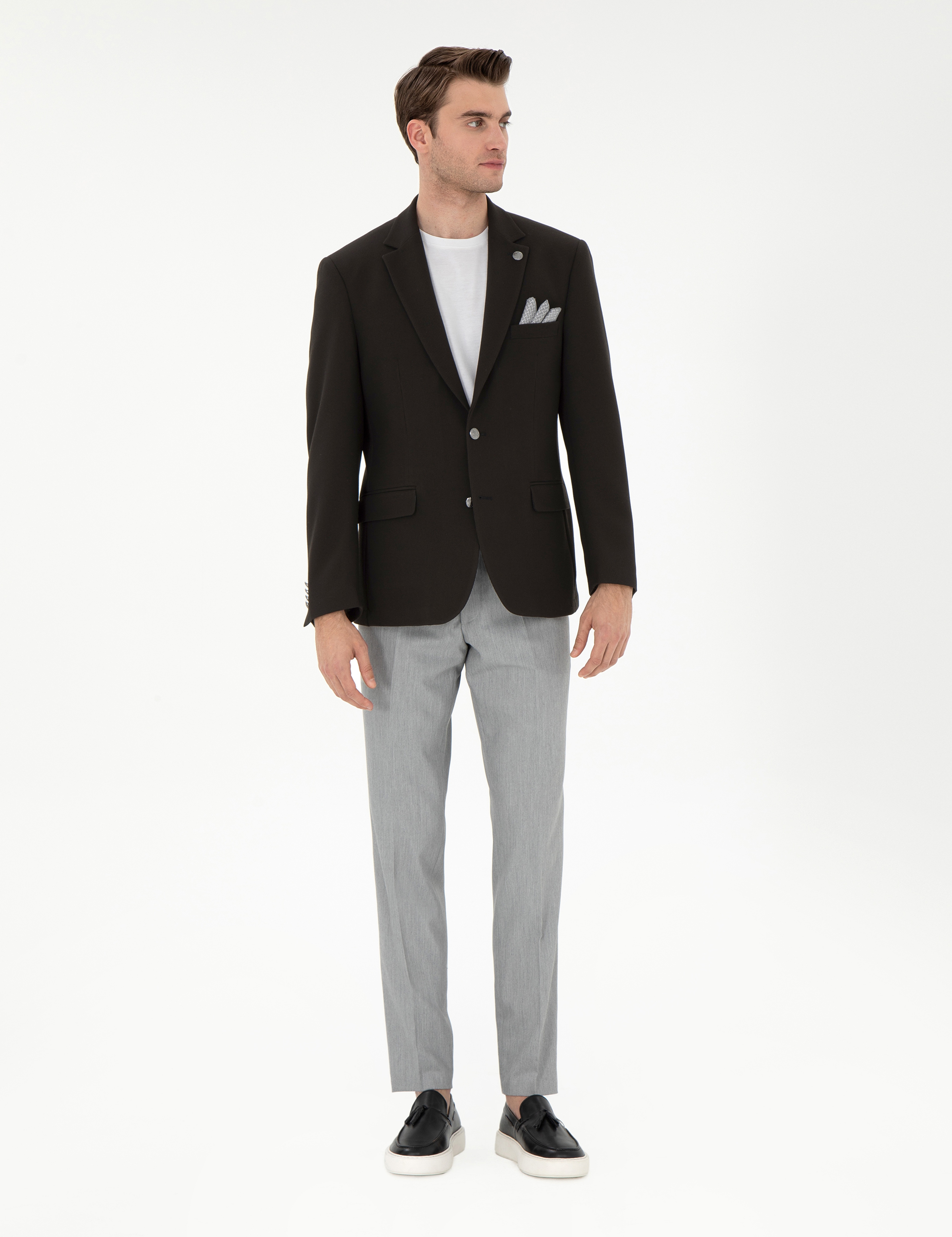 Siyah Slim Fit Ceket - Image 4