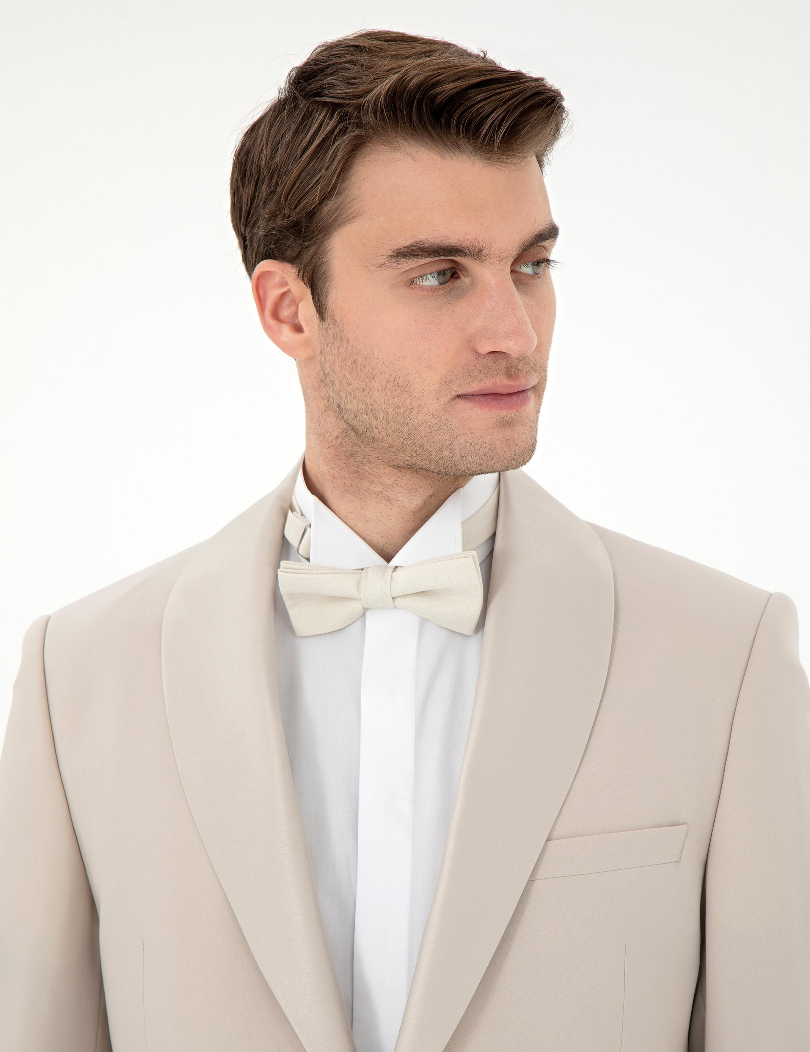 Bej Ex. Slim Fit Yelekli Smokin