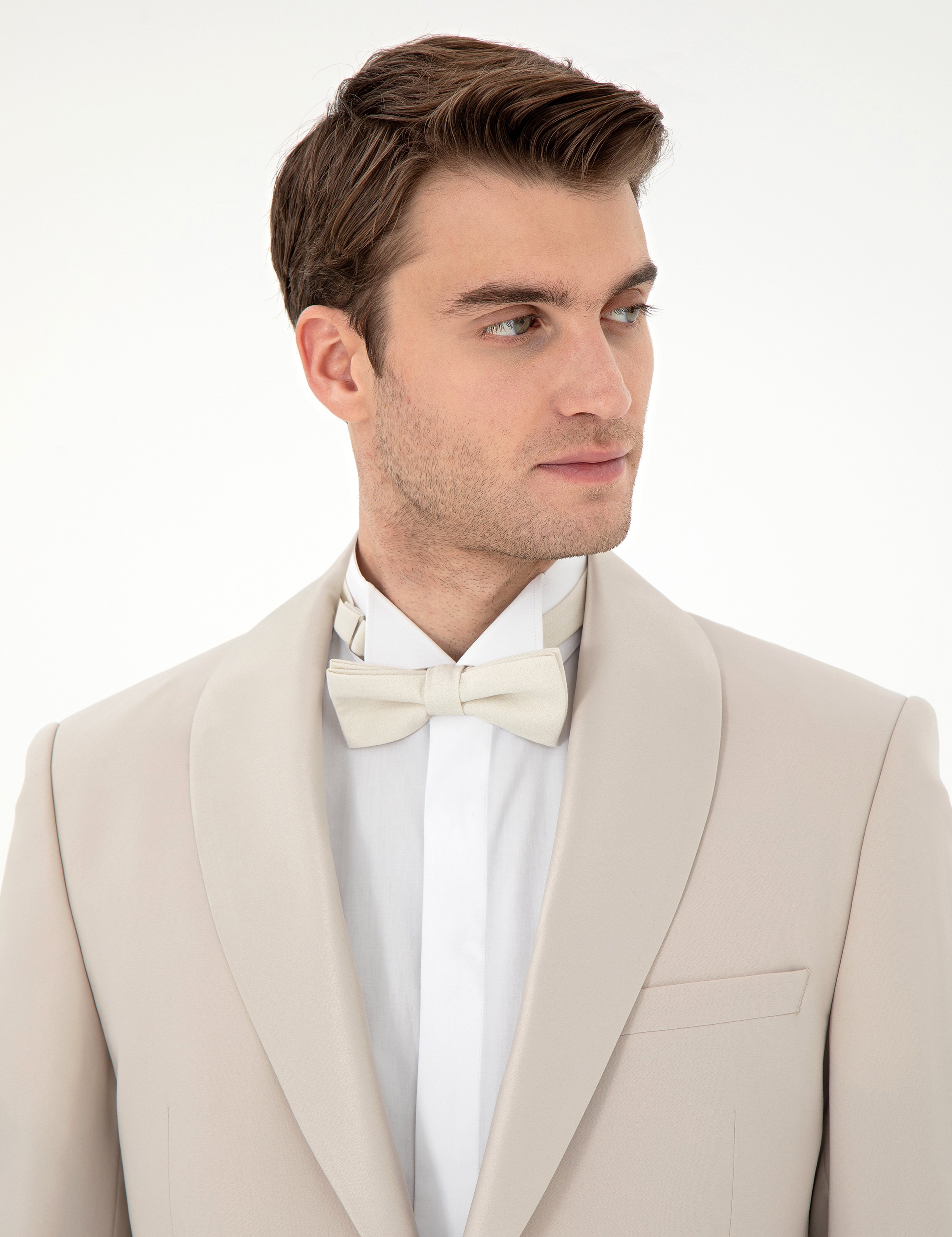 Bej Ex. Slim Fit Yelekli Smokin - Image 3