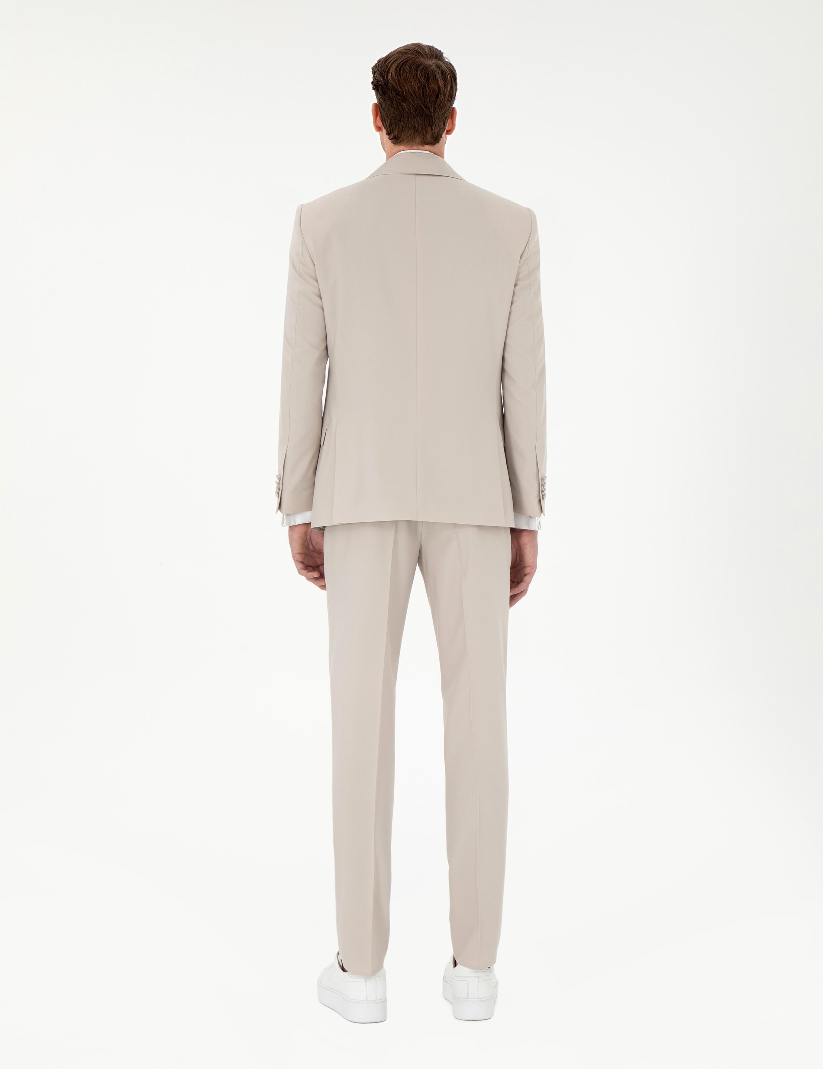 Bej Ex. Slim Fit Yelekli Smokin