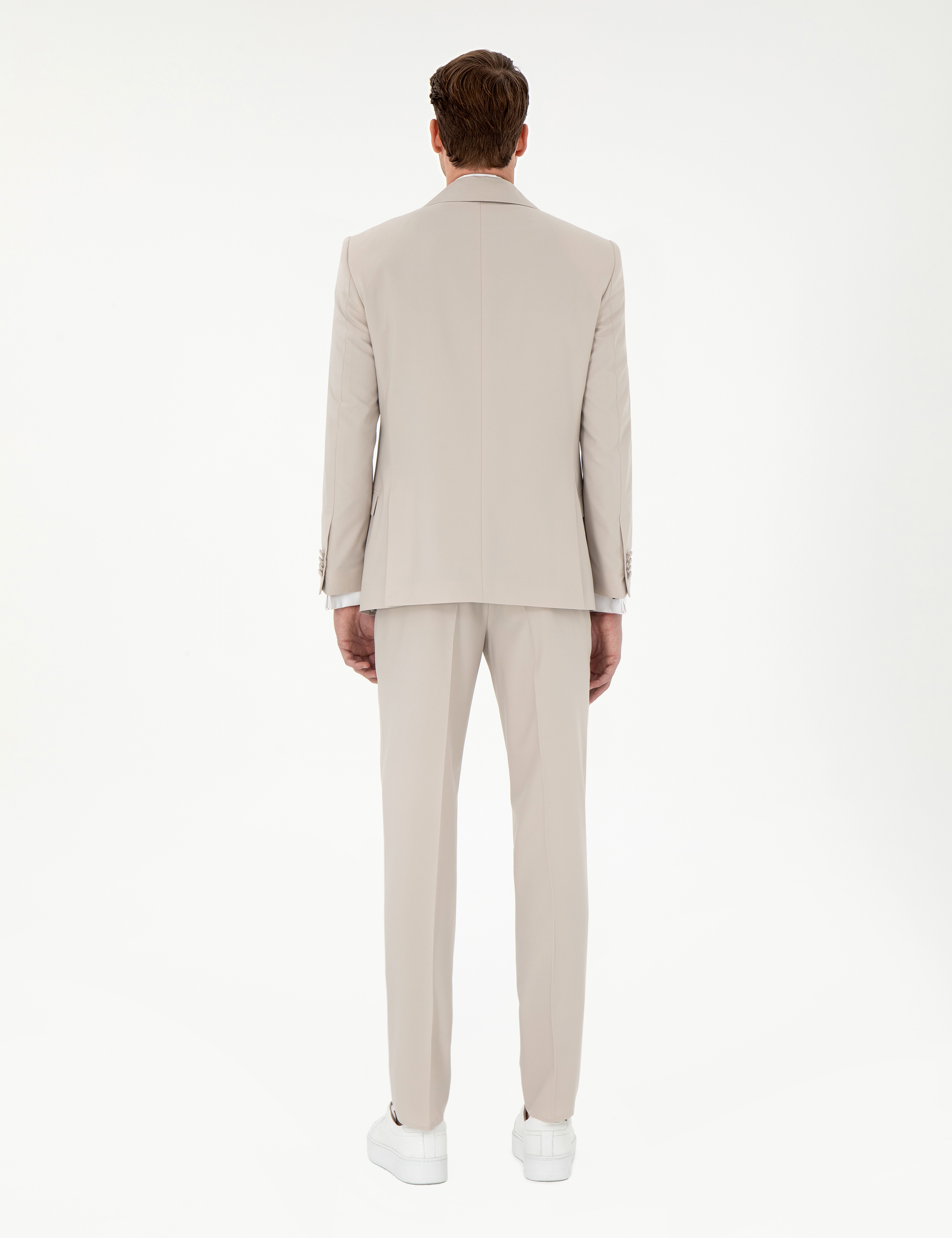 Bej Ex. Slim Fit Yelekli Smokin - Image 6
