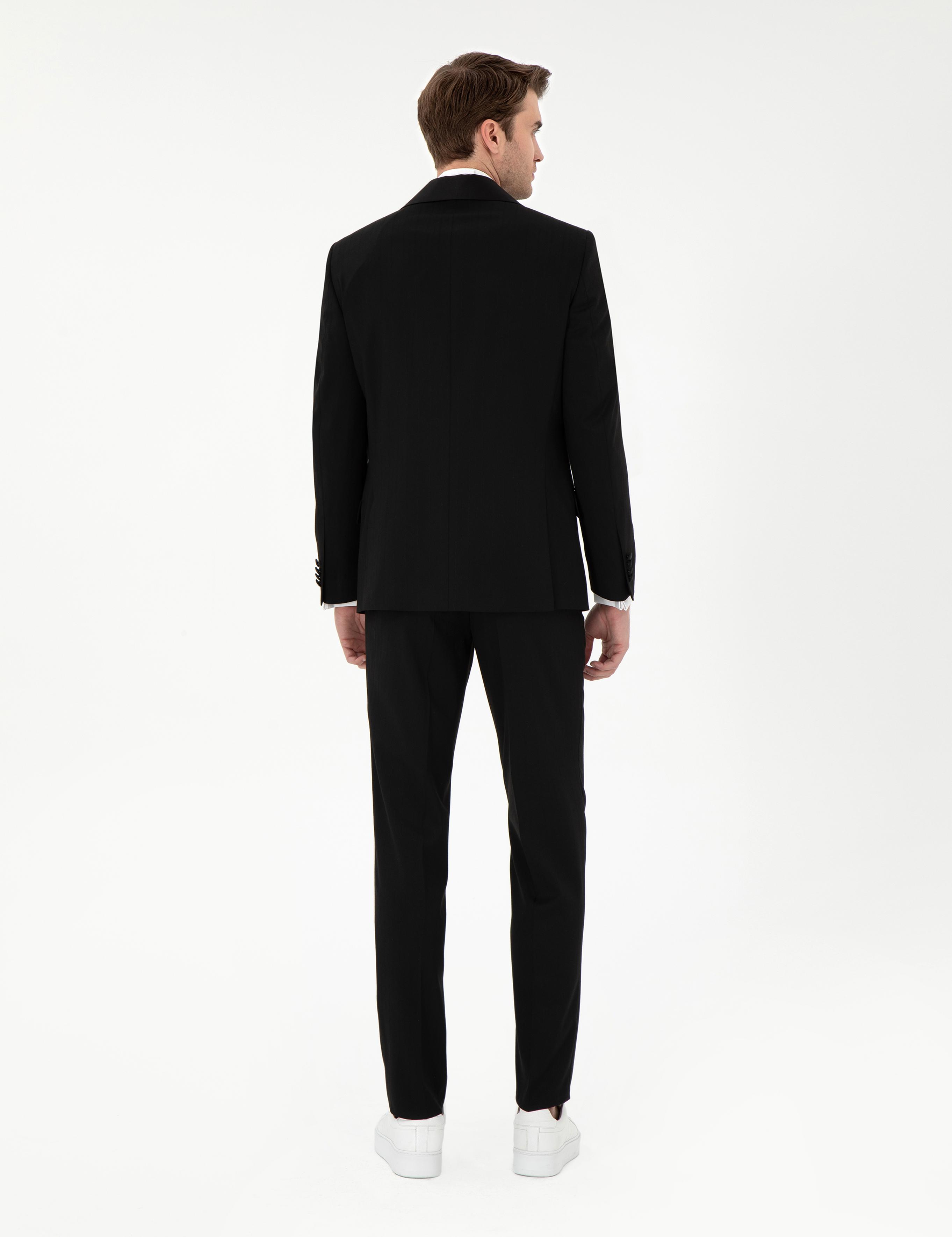 Siyah Ex. Slim Fit Yelekli Smokin