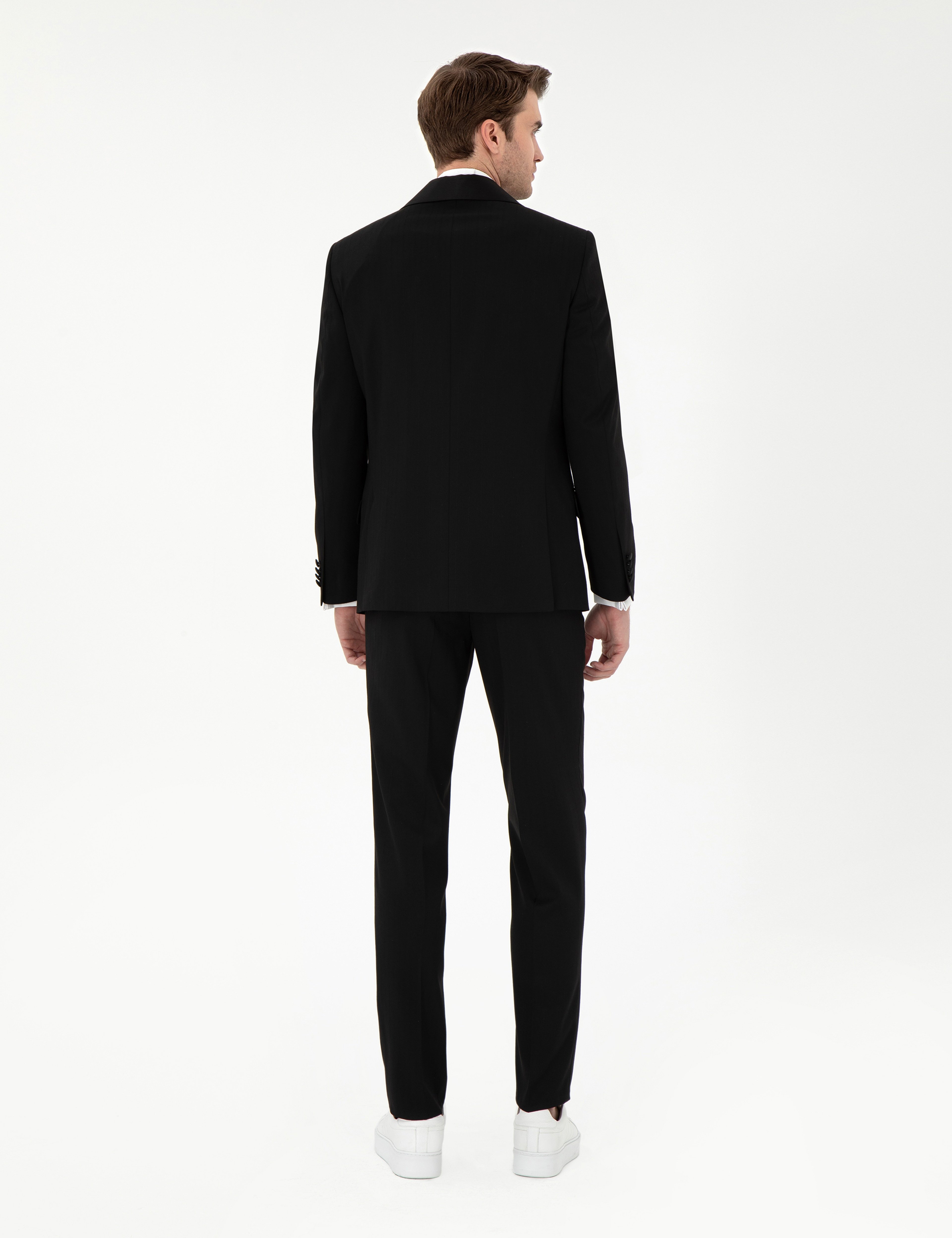 Siyah Ex. Slim Fit Yelekli Smokin - Image 6