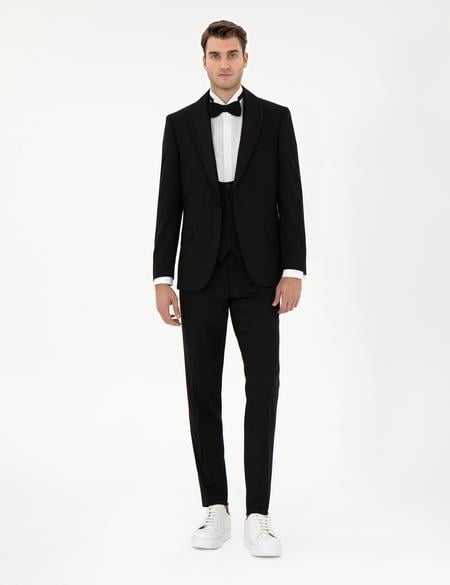 Siyah Ex. Slim Fit Yelekli Smokin - 50305108014