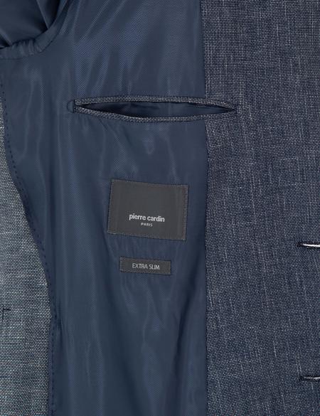 Lacivert Ex. Slim Fit Keten Karışımlı Ceket - 50302432080