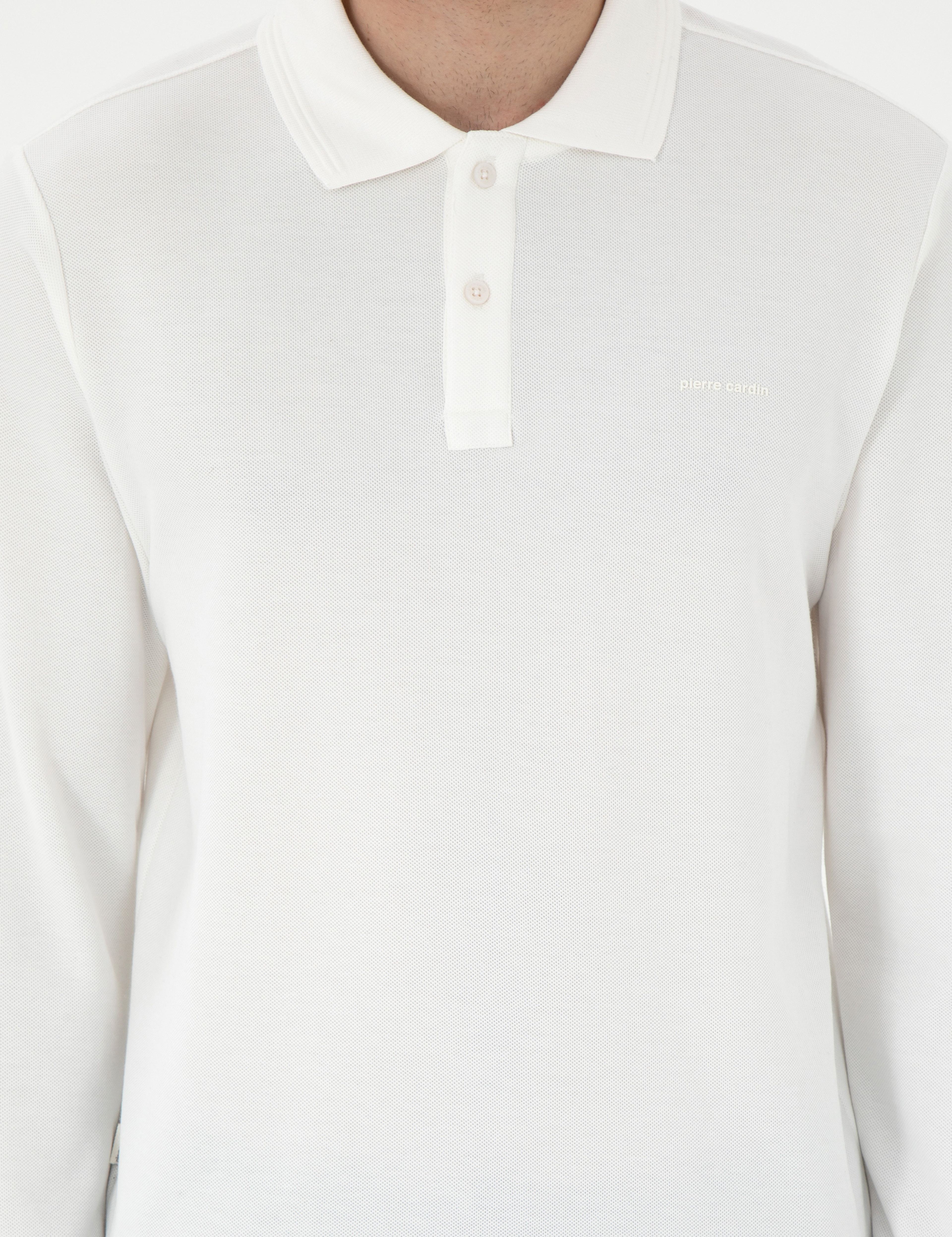 Ekru Slim Fit Kıvrılmaz Yaka Sweatshirt - Image 6