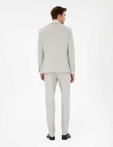 Bej Ex. Slim Fit Yelekli Takım Elbise