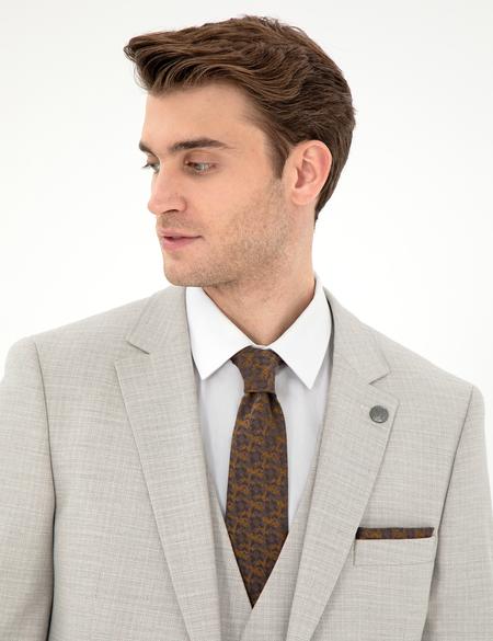 Bej Ex. Slim Fit Yelekli Takım Elbise - 50303602083