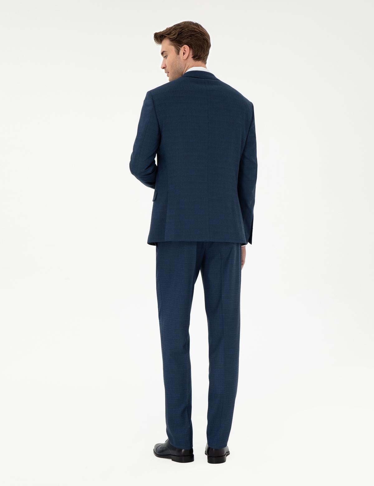 Lacivert Ex. Slim Fit Yelekli Takım Elbise - 50303602047