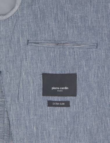 Koyu Mavi Ex. Slim Fit Keten Karışımlı Ceket